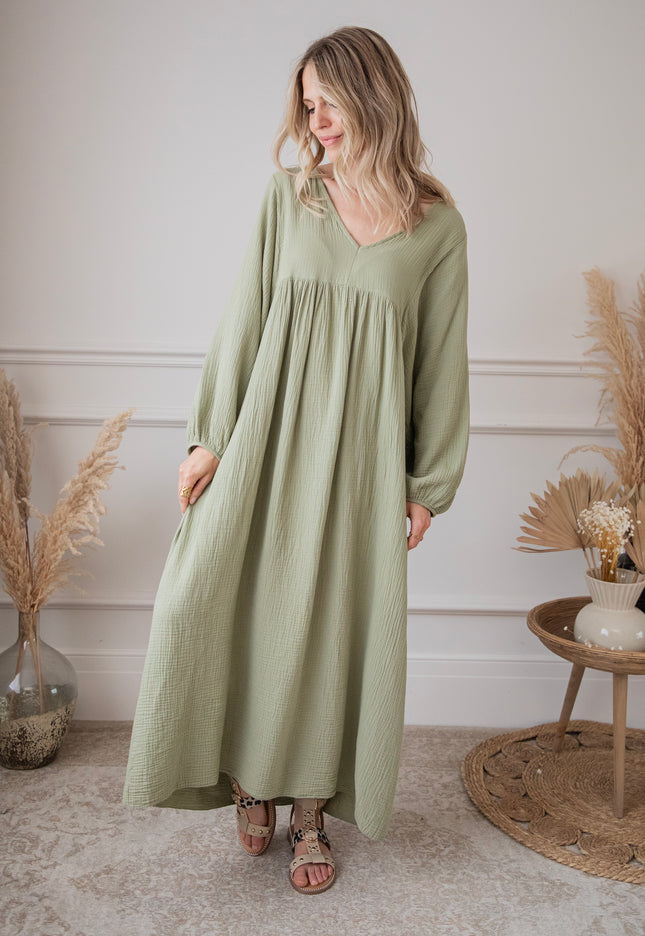 Maud Tetra Olive - Maxi Dress