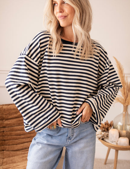 Sadie Stripe Beige/Navy - Longsleeve