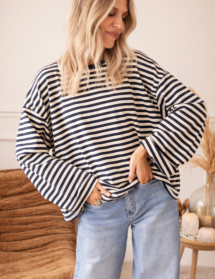 Sadie Stripe Beige/Navy - Longsleeve