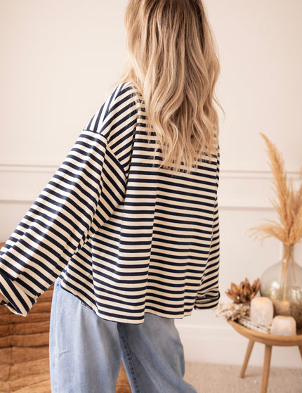 Sadie Stripe Beige/Navy - Longsleeve