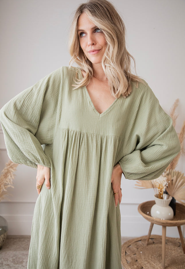 Maud Tetra Olive - Maxi Dress