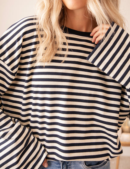 Sadie Stripe Beige/Navy - Longsleeve