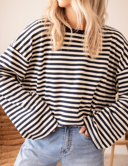 Sadie Stripe Beige/Navy - Longsleeve
