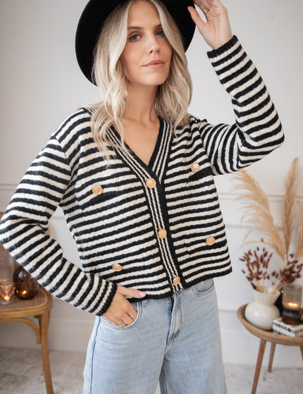 Simone Stripe Black/White - Cardigan