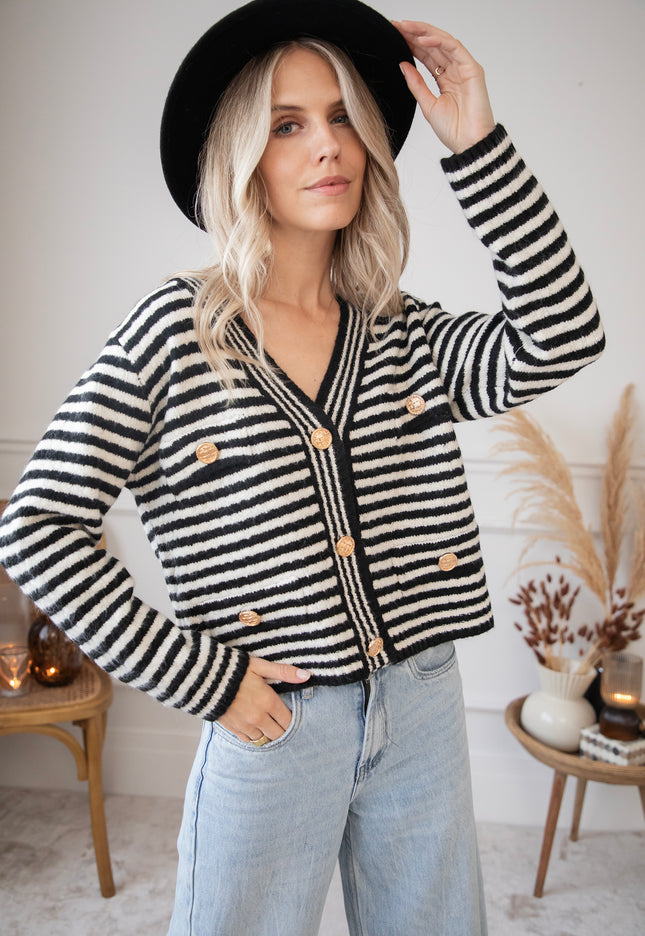 Simone Stripe Black/White - Vest