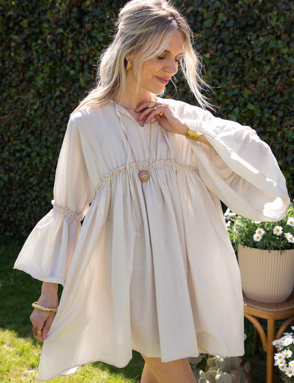 Feline Pleated Beige - Dress