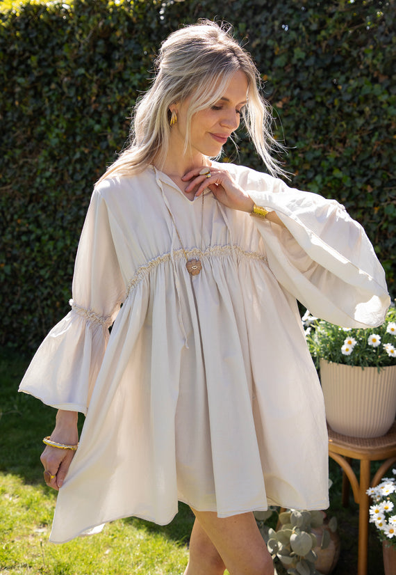 Feline Pleated Beige - Dress