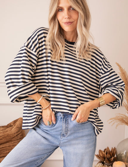 Sadie Stripe Beige/Navy - Longsleeve