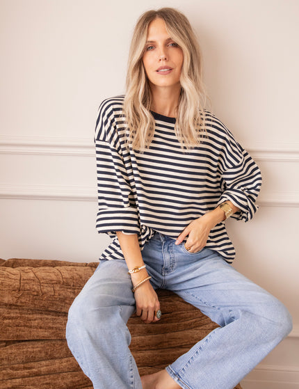 Sadie Stripe Beige/Navy - Longsleeve