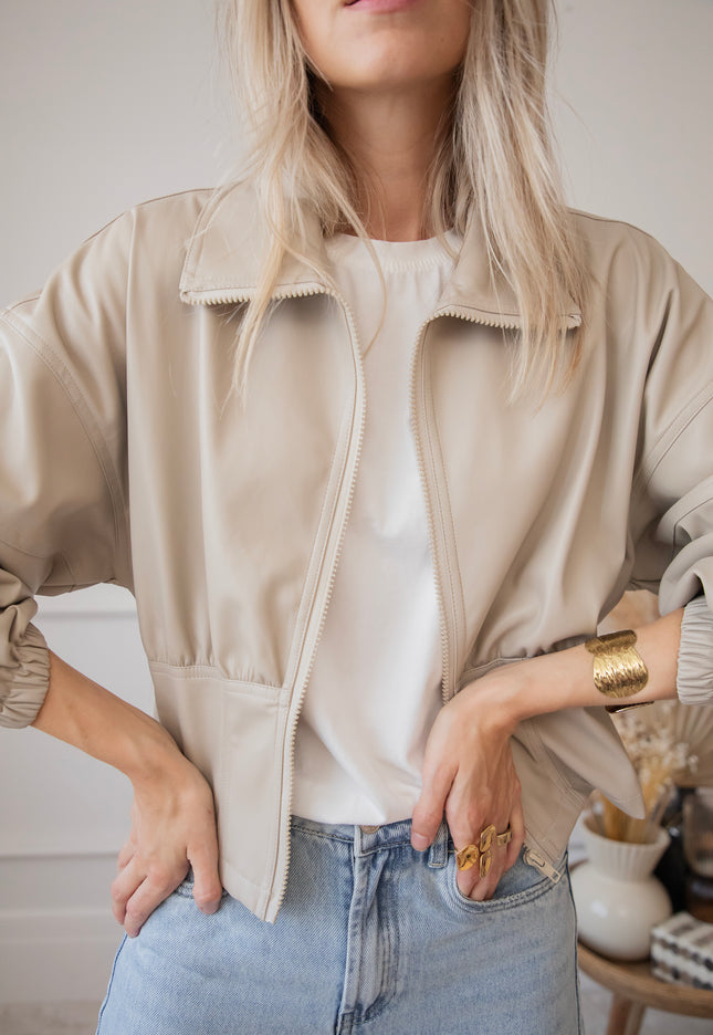 Jacke - Love Leather - Taupe