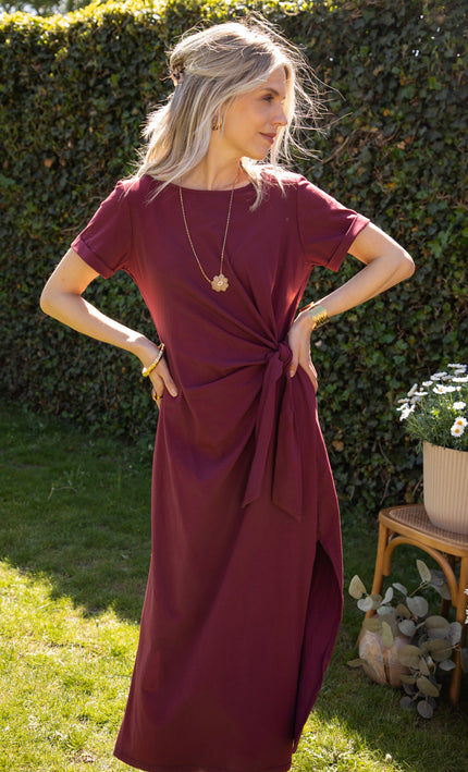 Katie Knot Burgundy - Maxi Dress