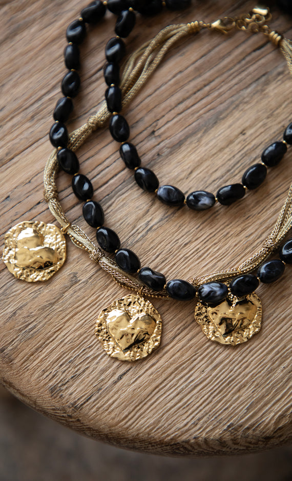 Halskette - Chunky Charms - Schwarz