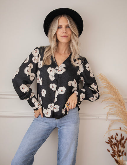 Cecile Floral Black/White - Blouse