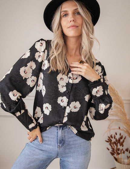 Cecile Floral Black/White - Blouse