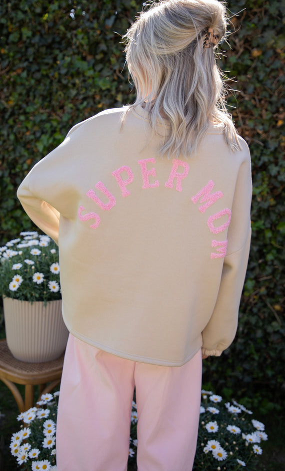 Pullover - Lily Super Mom - Beige/Babyrosa