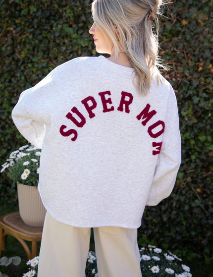 Pullover - Lily Super Mom - Soft Grau/Bordeaux