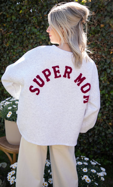 Pullover - Lily Super Mom - Soft Grau/Bordeaux