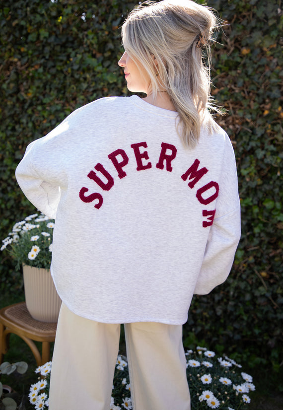 Lily Super Mom Soft Grey/Bordeaux - Sweater