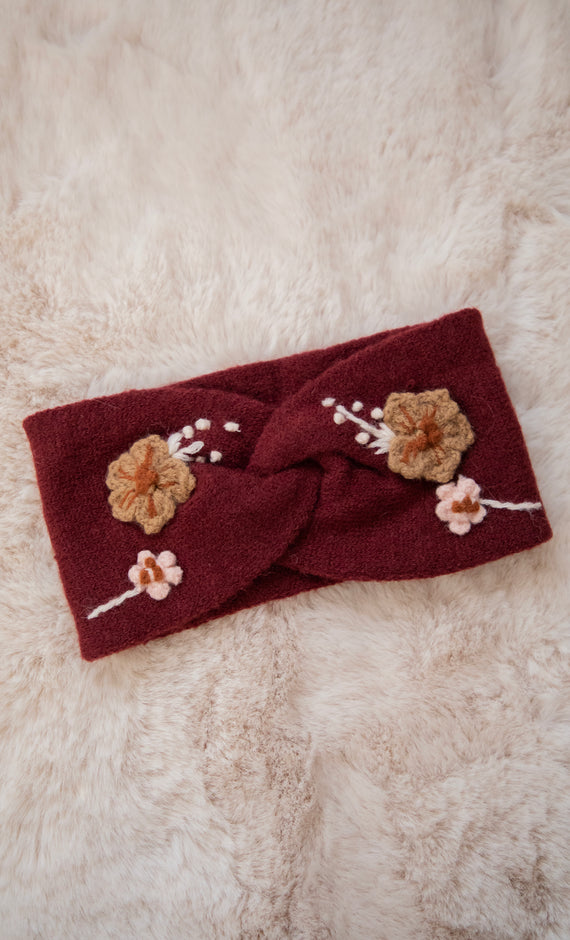 Crochet Bouquet Burgundy - Headband