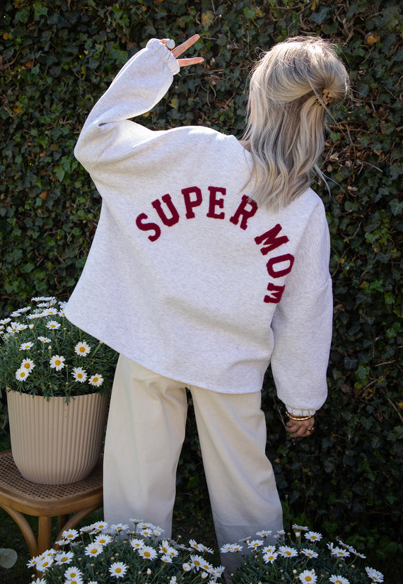 Lily Super Mom Soft Grey/Bordeaux - Sweater
