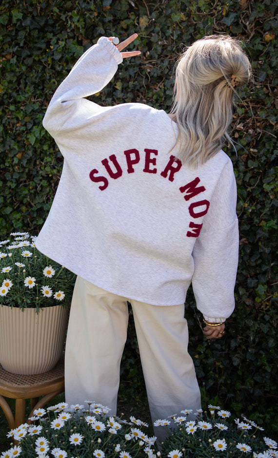 Lily Super Mom Soft Grey/Bordeaux - Sweater