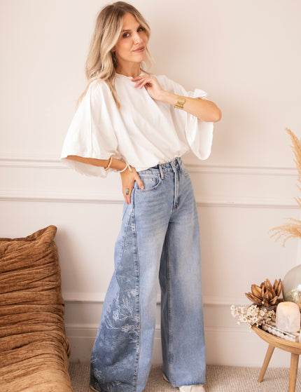 Wide Side Bloom Blue - Jeans