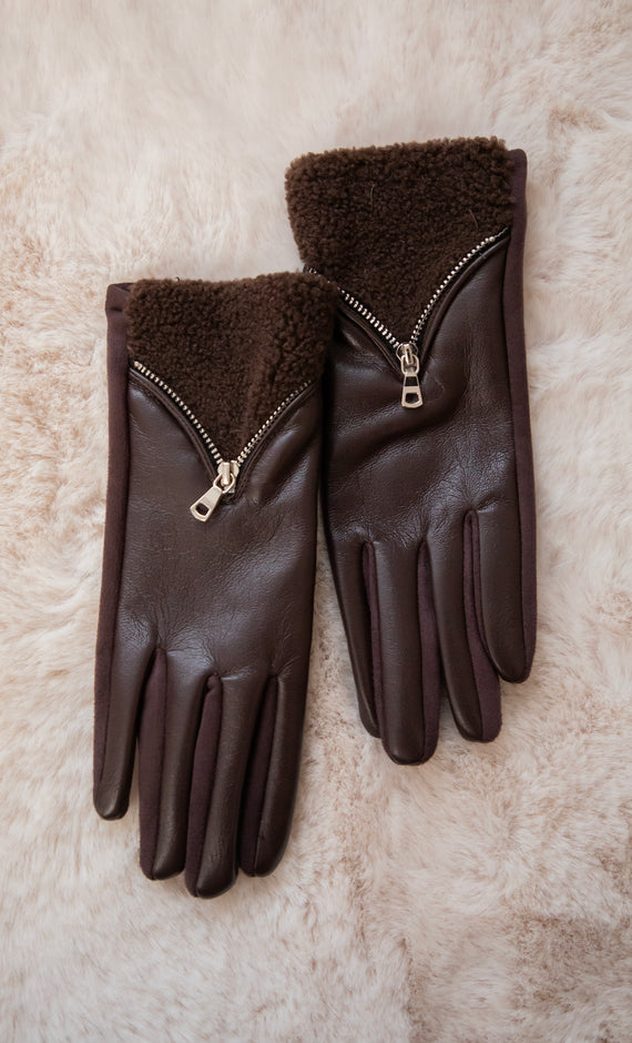 Handschuhe - Teddy Zip - Choco 