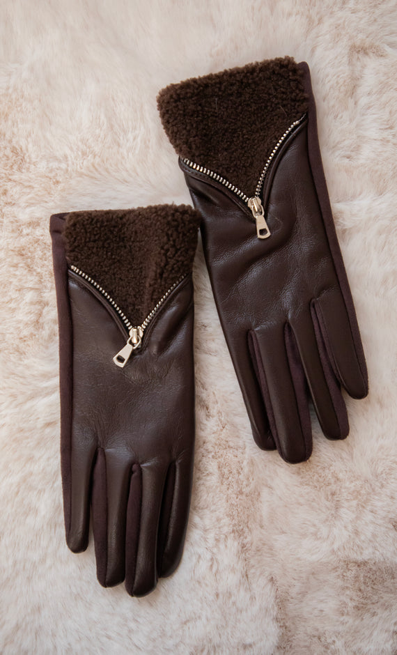 Handschuhe - Teddy Zip - Choco 