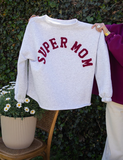 Pullover - Lily Super Mom - Soft Grau/Bordeaux