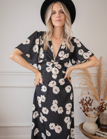 Cecile Floral Black/White - Maxi Jurk