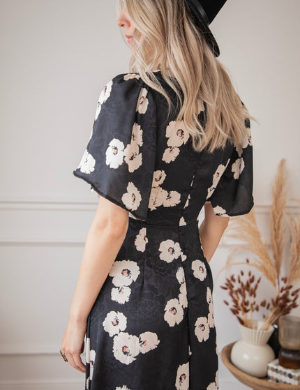 Maxikleid - Cecile Floral - Schwarz/Weiß