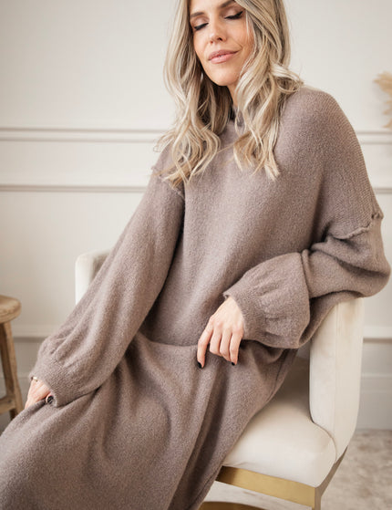 Cozy Claire Taupe - Sweater Dress