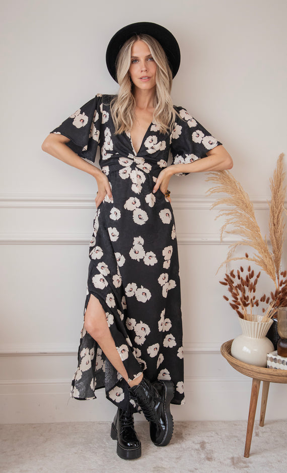 Cecile Floral Black/White - Maxi Dress