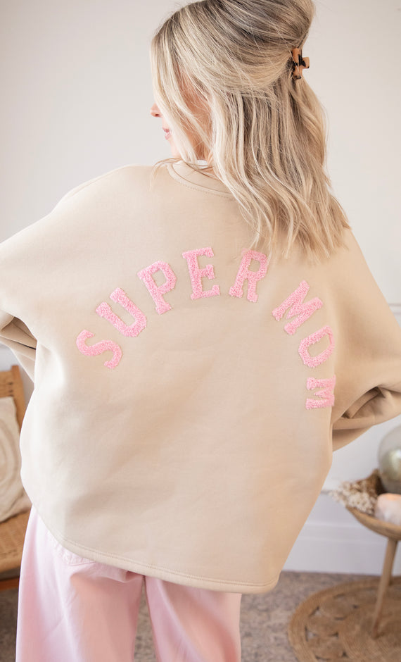Pullover - Lily Super Mom - Beige/Babyrosa