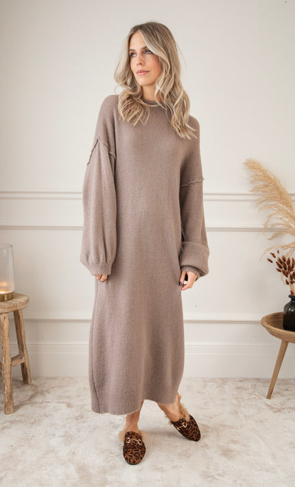 Cozy Claire Taupe - Sweater Dress