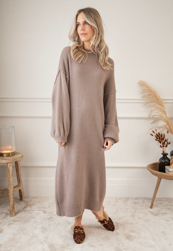 Cozy Claire Taupe - Sweater Dress