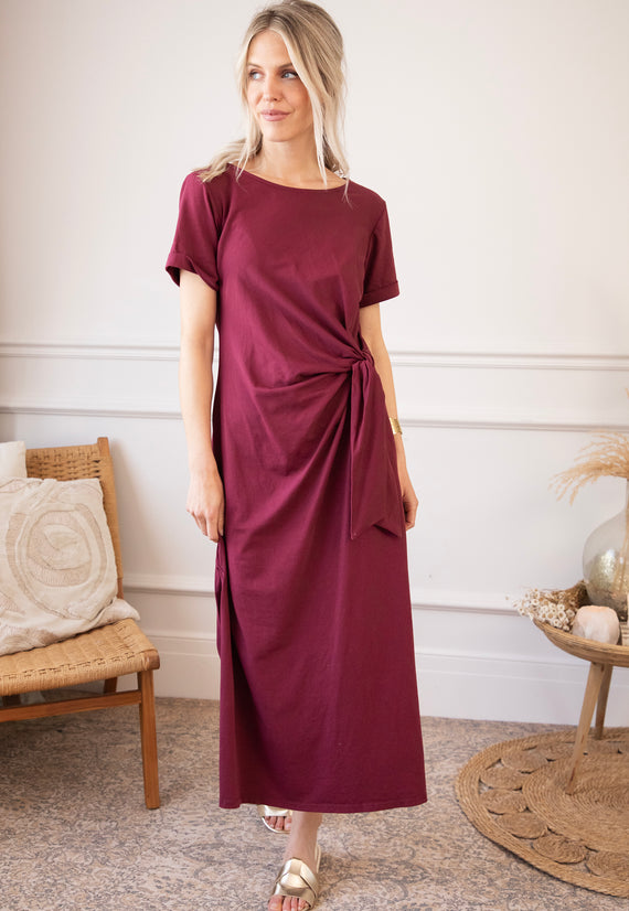 Katie Knot Burgundy - Maxi Dress