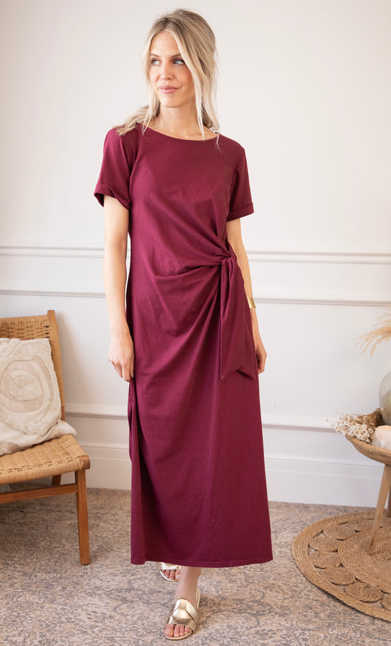 Katie Knot Burgundy - Maxi Jurk