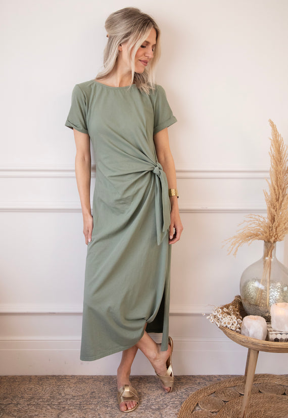 Katie Knot Khaki - Maxi Dress