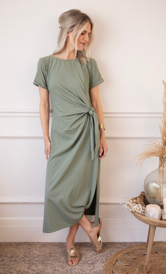 Katie Knot Kaki - Maxi Jurk