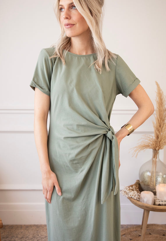 Katie Knot Khaki - Maxi Dress