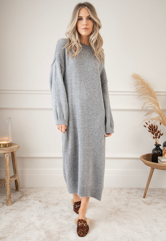 Cozy Claire Grey - Sweater Dress