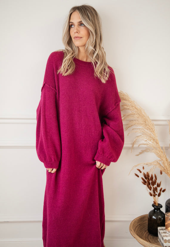 Cozy Claire Burgundy - Sweater Dress