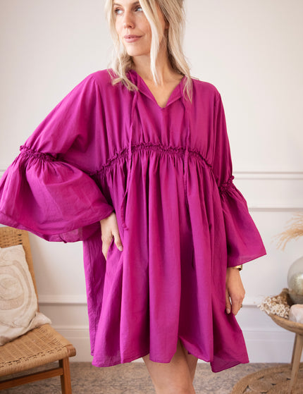 Feline Pleated Plum - Dress