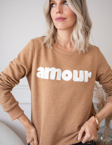 Pullover - Amour - Camel/Weiß