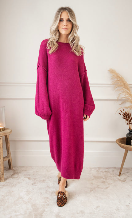 Cozy Claire Burgundy - Sweater Dress