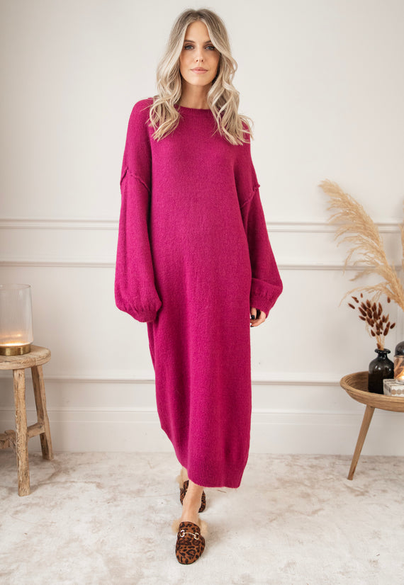 Cozy Claire Burgundy - Sweater Dress