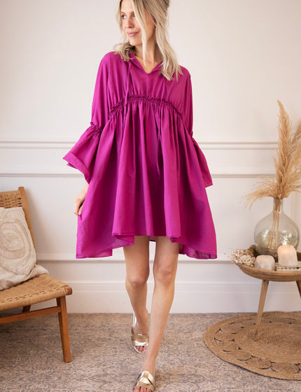 Feline Pleated Plum - Dress