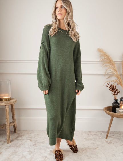 Cozy Claire Kaki - Sweater Dress