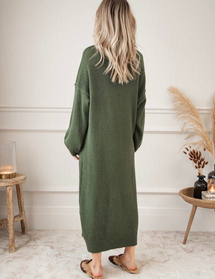 Cozy Claire Kaki - Sweater Dress